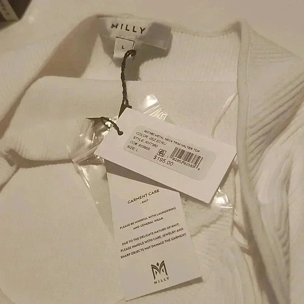 MILLY METAL NECK TRIM HALTER TOP - Picture 6 of 6